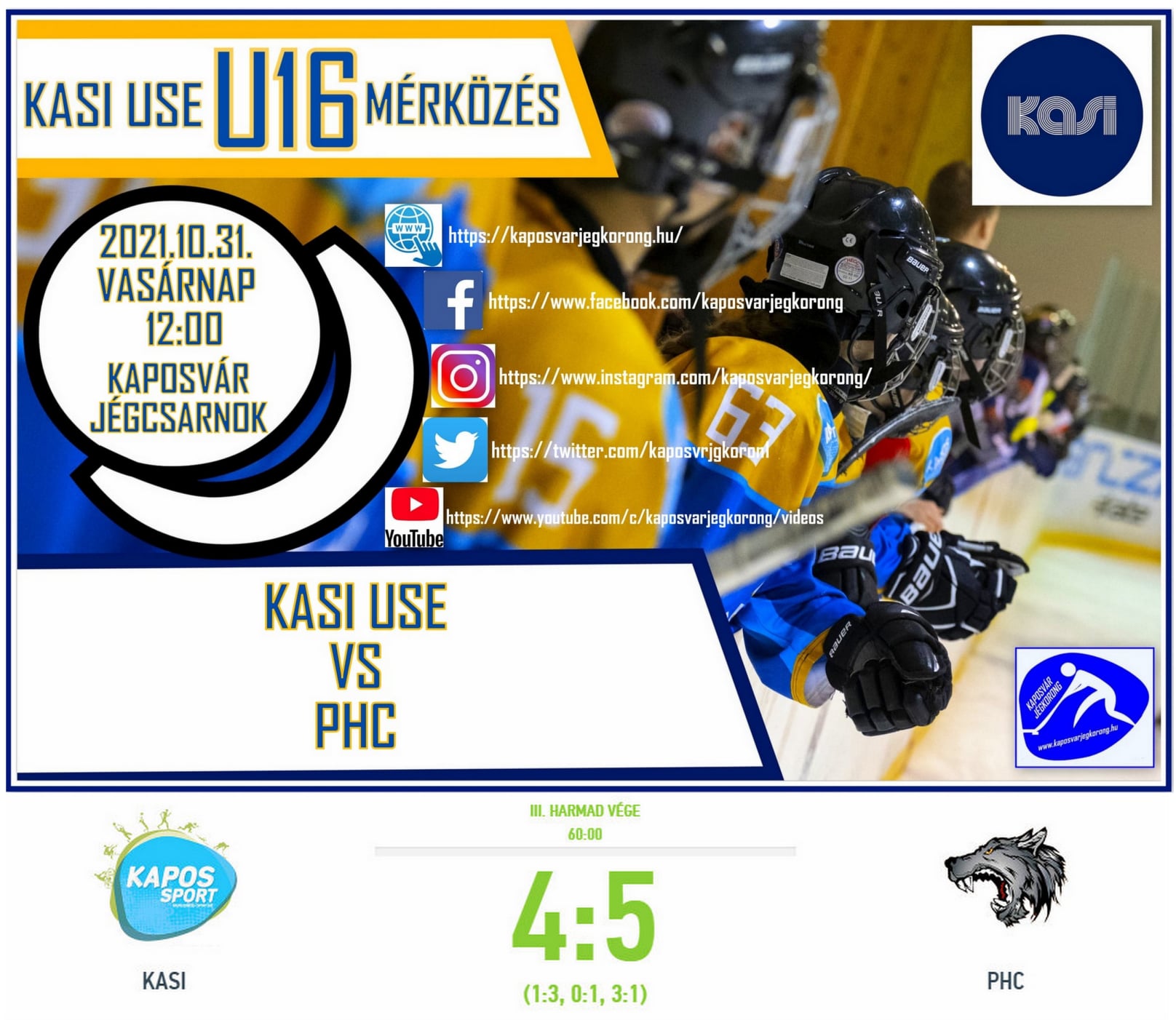 You are currently viewing U16 KASI USE – PHC Jégkorong mérkőzés összefoglaló 2021.10.31.