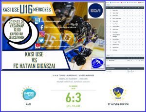 Read more about the article U16  KASI USE – FC HATVAN GIGÁSZAI (6-3) Jégkorong Mérkőzés 2022.02.20.