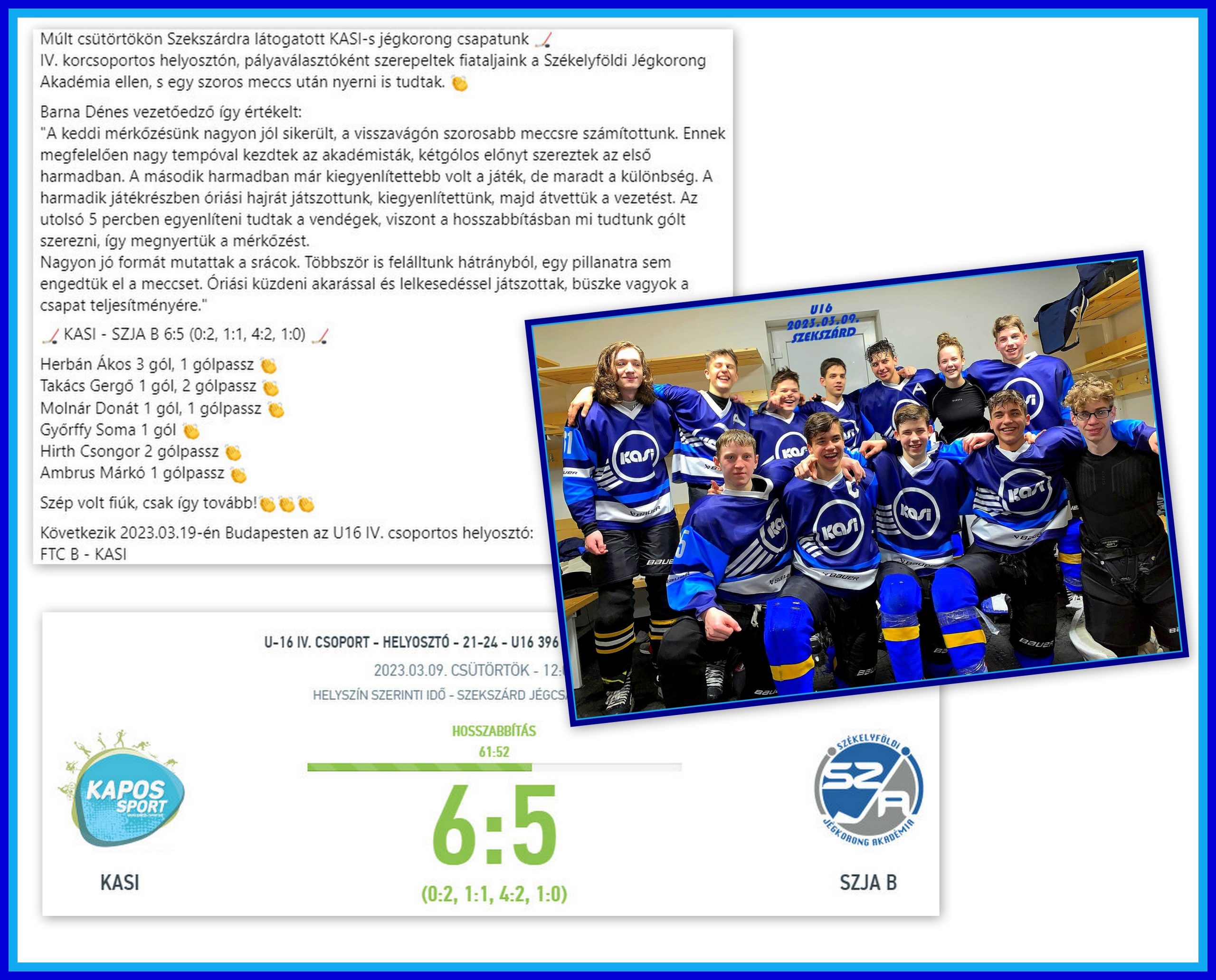 Read more about the article U16 KASI- SZJA B 2023.03.09. 6-5 / Vezetőedzői értékelés