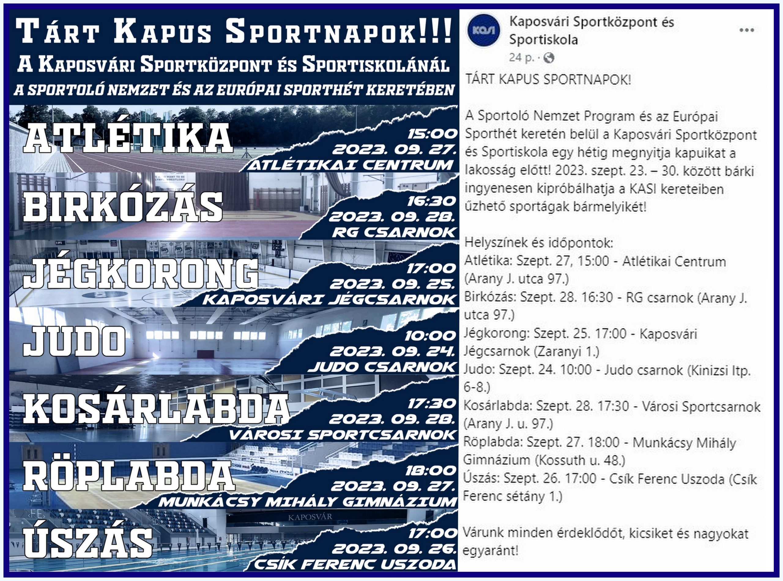 You are currently viewing TÁRT KAPUS SPORTNAPOK! – Kaposvár Jégcsarnok 2023.09.25. 17:00